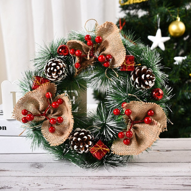 Artificial Christmas Wreath Colorful Beautiful Wall Window Wreath - Christmas Trees USA