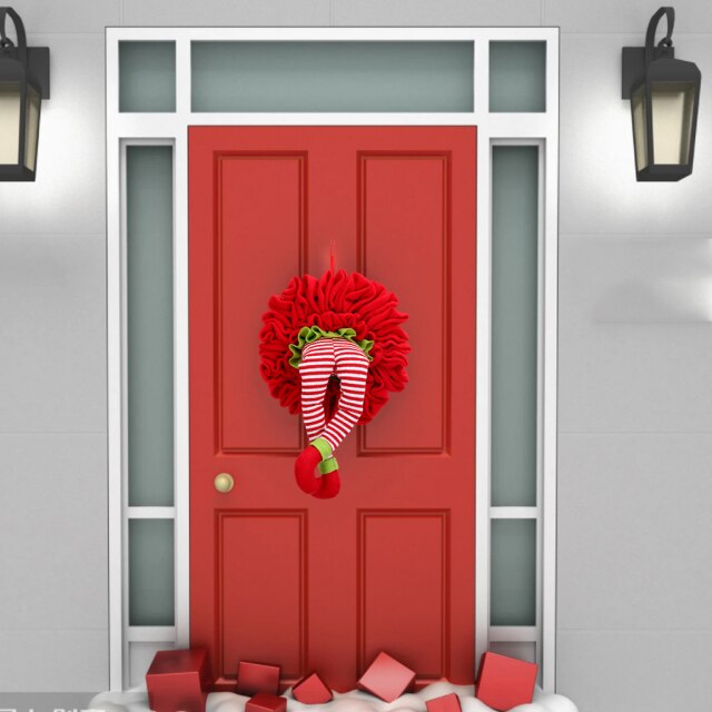 Merry Christmas Wreath Elf Leg Cute Artificial Christmas Wreath - Christmas Trees USA