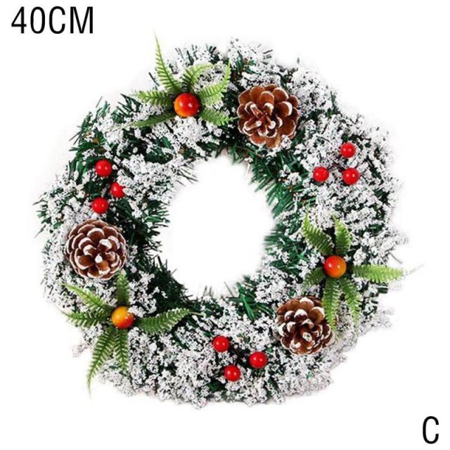 30CM Christmas LED Wreath With Artificial Pine Cones Berries - Christmas Trees USA