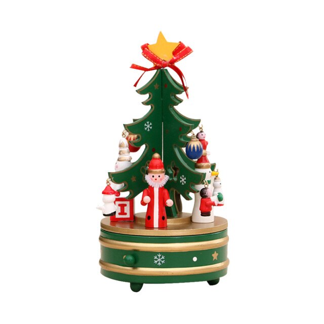 Wooden Christmas Tree with Music Box