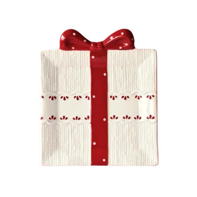 Nordic rectangular Christmas Gift ceramic flat plate
