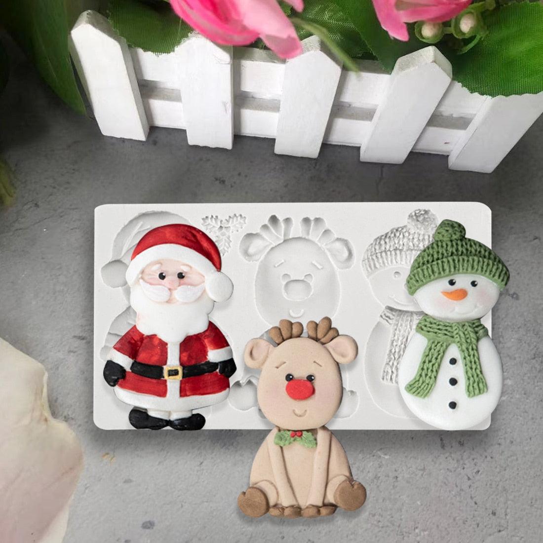 Silicone Fudge Chocolate Food Grade Kitchen Baking Resin Art 3D Santa Snowman Deer Making