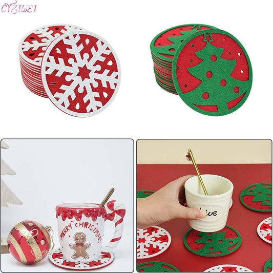 Christmas Snowflake Shape Cup Mat Dinner Table
