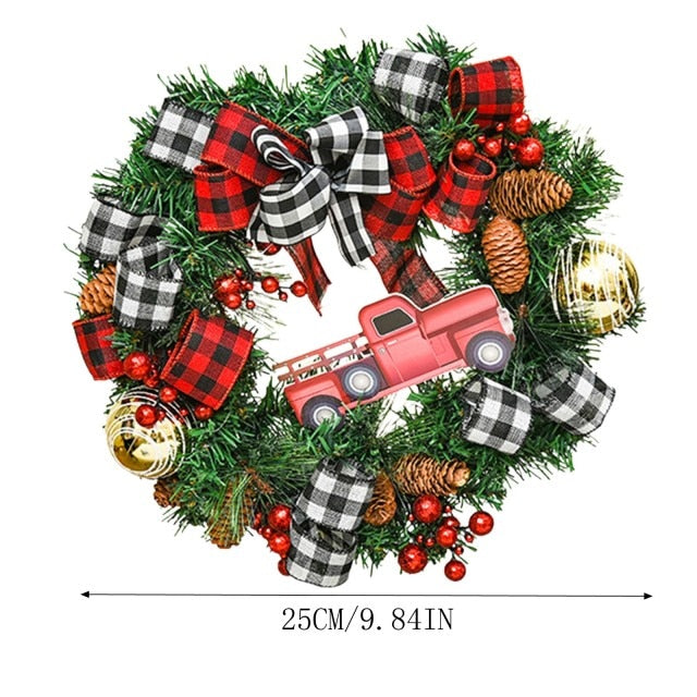 Red Truck Christmas Wreath Window Front Door Decoration