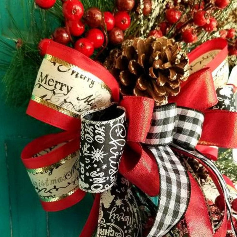Welcome Rattan Wreaths with Ribbon Flower Bowknot and Message Bag