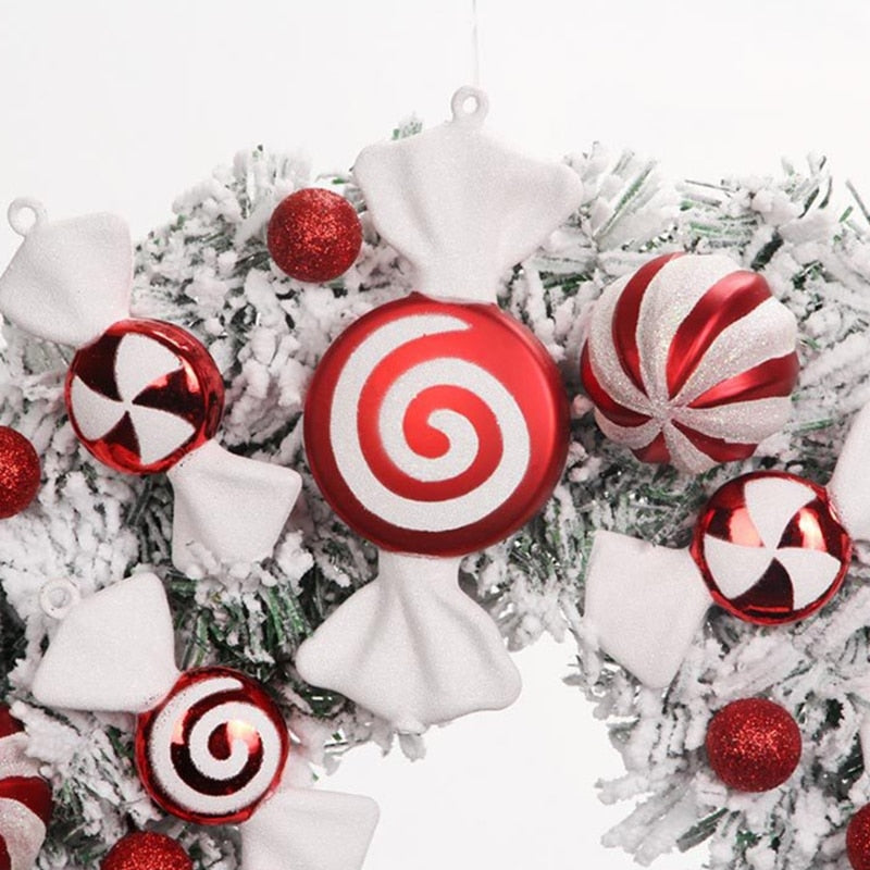 Artificial Christmas Wreath with Candy Decorative Garland