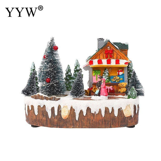 Rotating Christmas Tree Music Luminous Commissary Couples Snow Scene House
