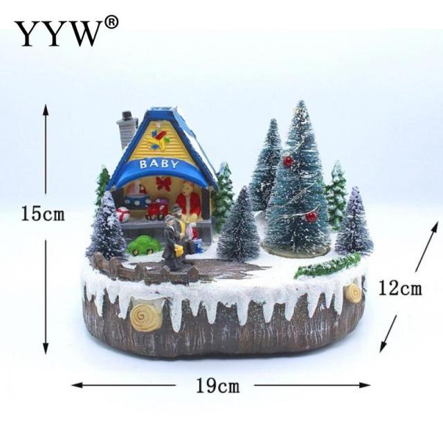 Rotating Christmas Tree Music Luminous Commissary Couples Snow Scene House