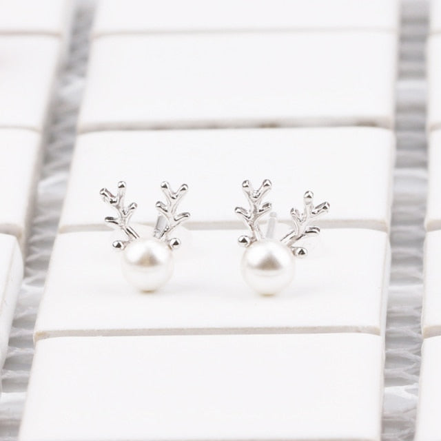 Snowflake Elk Deer Drop Earring Merry Christmas