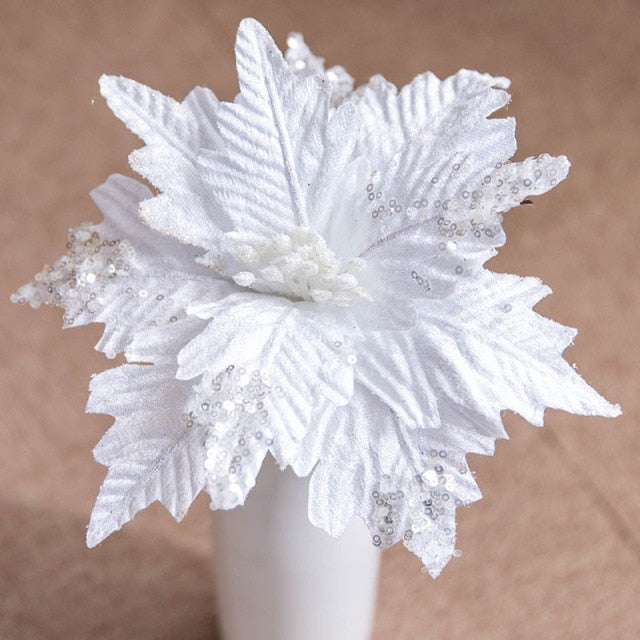 Large 25cm Artificial Flowers for Christmas Decor