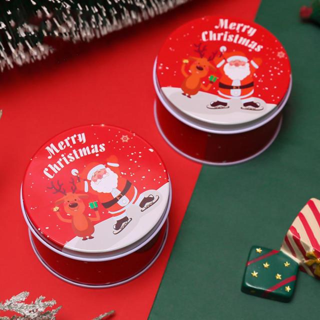 Christmas Tin Gift Box Metal Cookie Box Candy Storage Containers