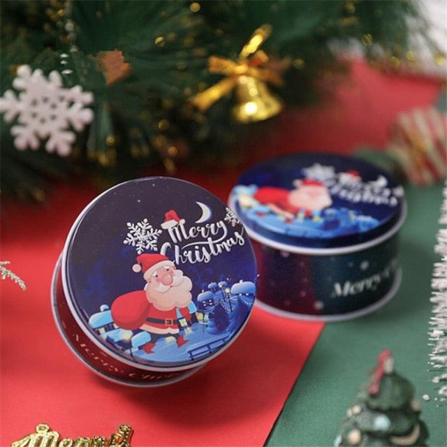 Christmas Tin Gift Box Metal Cookie Box Candy Storage Containers