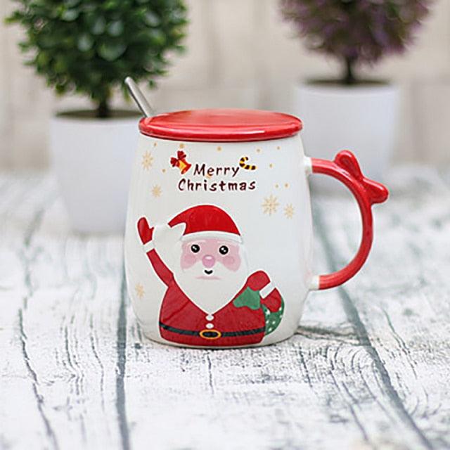 Piece of Gift Santa Mug With Cover And Spoon Coffee Mug