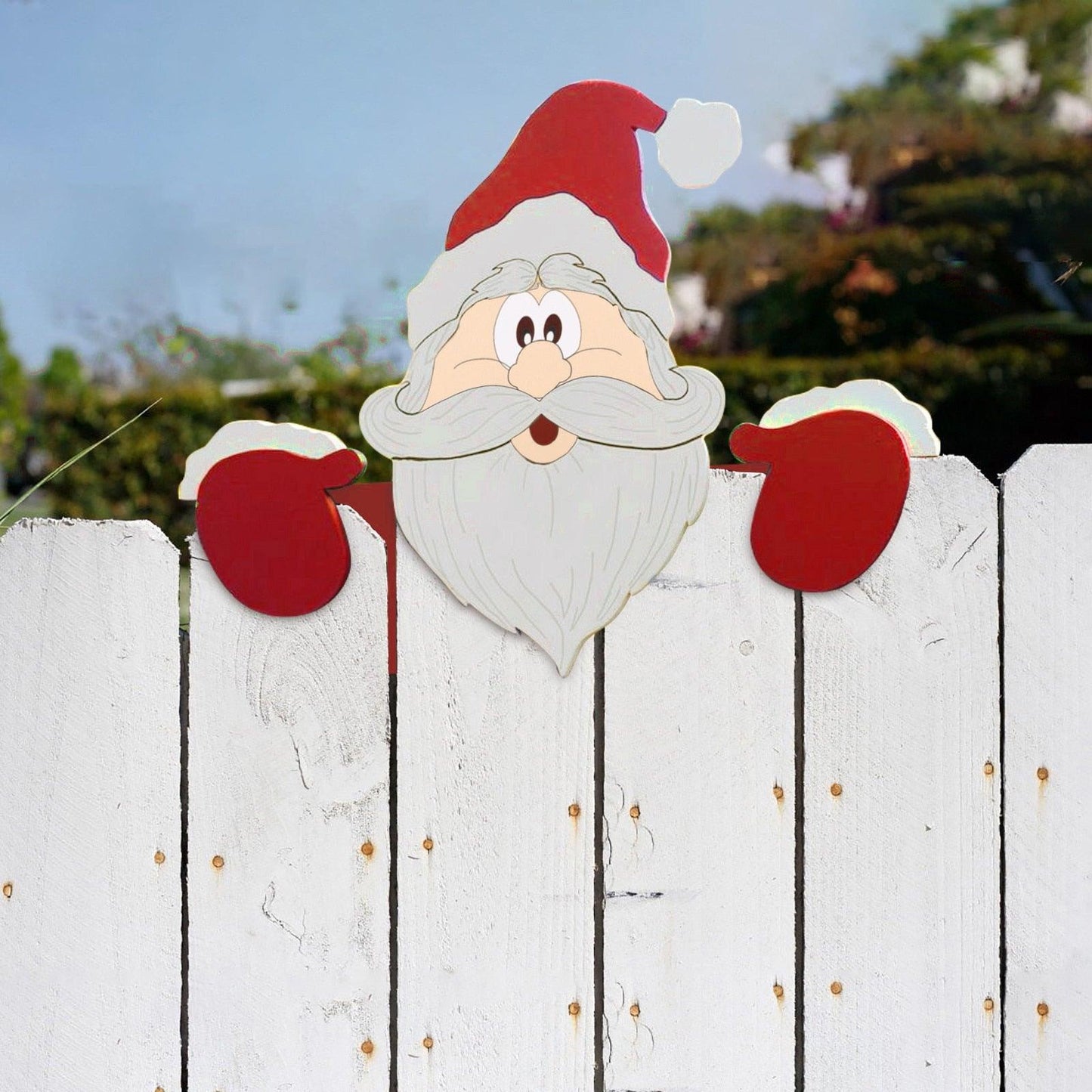 Santa Claus Fence Peeker Ornament Christmas Garden