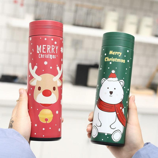 Christmas Themed Stainless Steel Thermos Mug