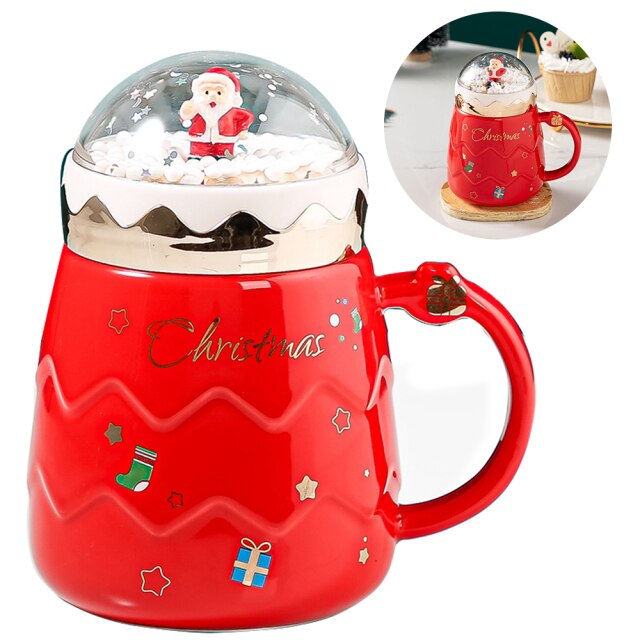 Creative Christmas Mug Santa Claus Figurines With Lid