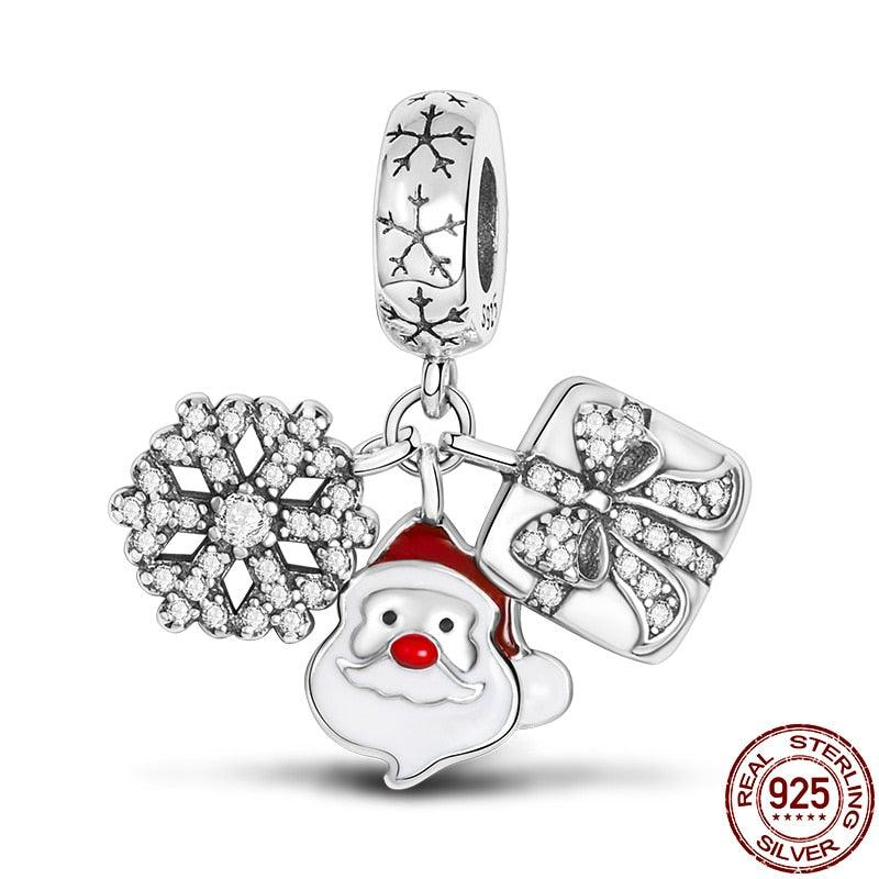 100% Real 925 Sterling Silver Christmas Snowflakes Beads Fit Original 3mm - Christmas Trees USA