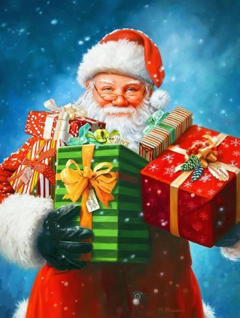 Happy New Year Christmas Series Canvas Painting Santa Lantern Posters