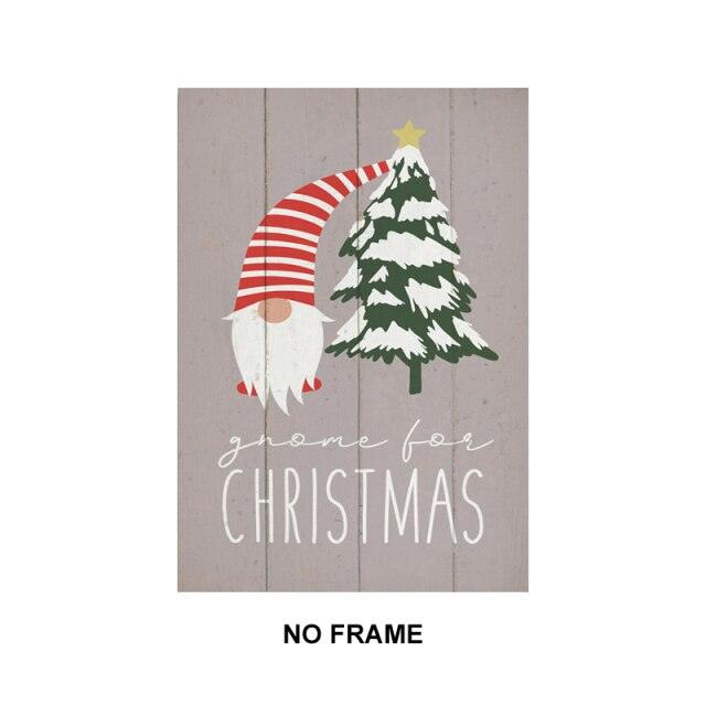 Modern Abstract Art Red Santa Claus Christmas Tree Poster and Prints