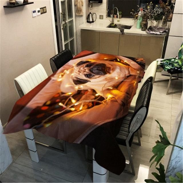 Christmas Printed Decorative Linen Tablecloth Oilproof Thick