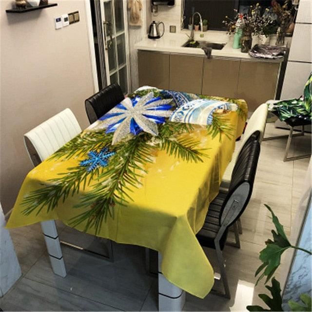Christmas Printed Decorative Linen Tablecloth Oilproof Thick