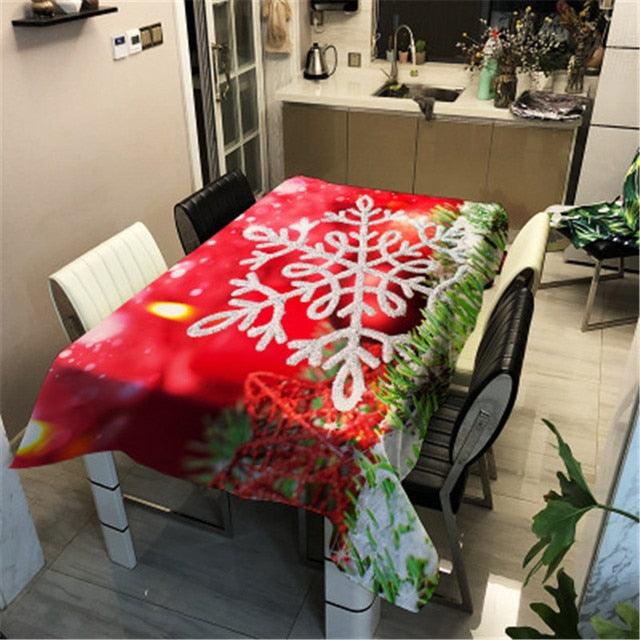 Christmas Printed Decorative Linen Tablecloth Oilproof Thick