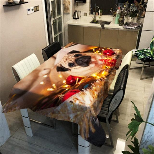 Christmas Printed Decorative Linen Tablecloth Oilproof Thick