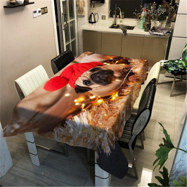 Christmas Printed Decorative Linen Tablecloth Oilproof Thick