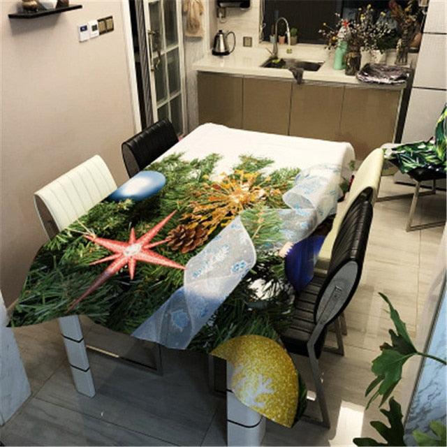 Christmas Printed Decorative Linen Tablecloth Oilproof Thick