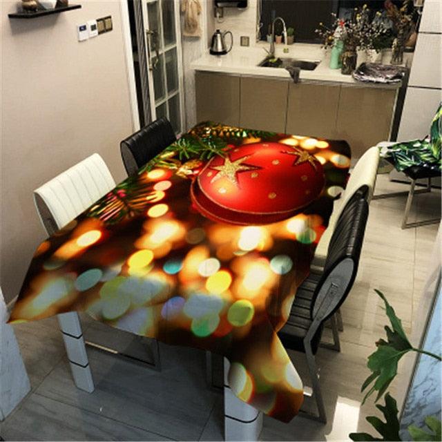 Christmas Printed Decorative Linen Tablecloth Oilproof Thick