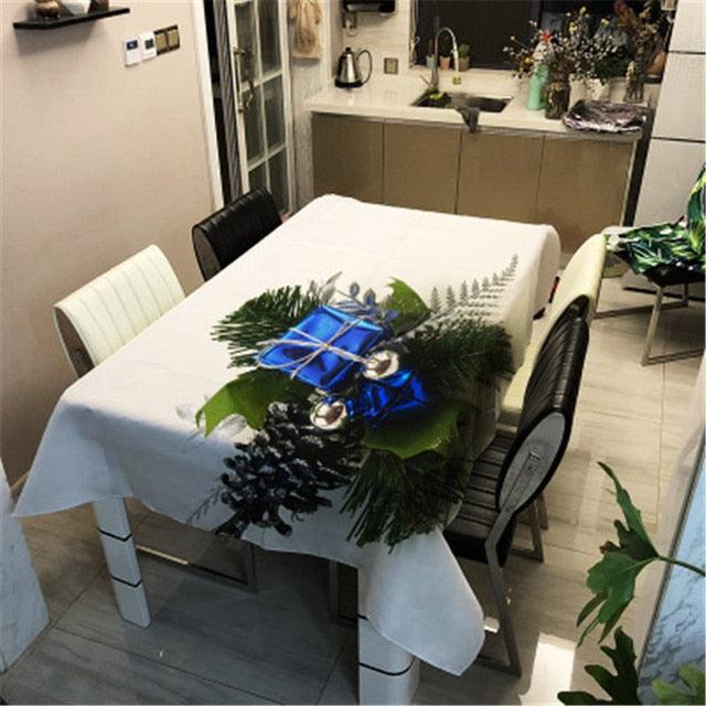 Christmas Printed Decorative Linen Tablecloth Oilproof Thick
