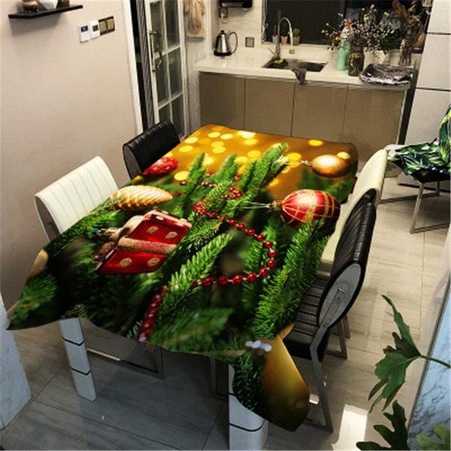 Christmas Printed Decorative Linen Tablecloth Oilproof Thick