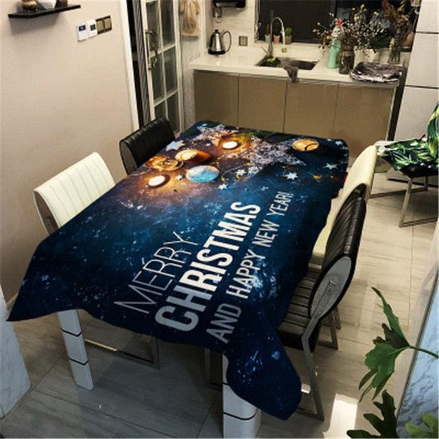 Christmas Printed Decorative Linen Tablecloth Oilproof Thick
