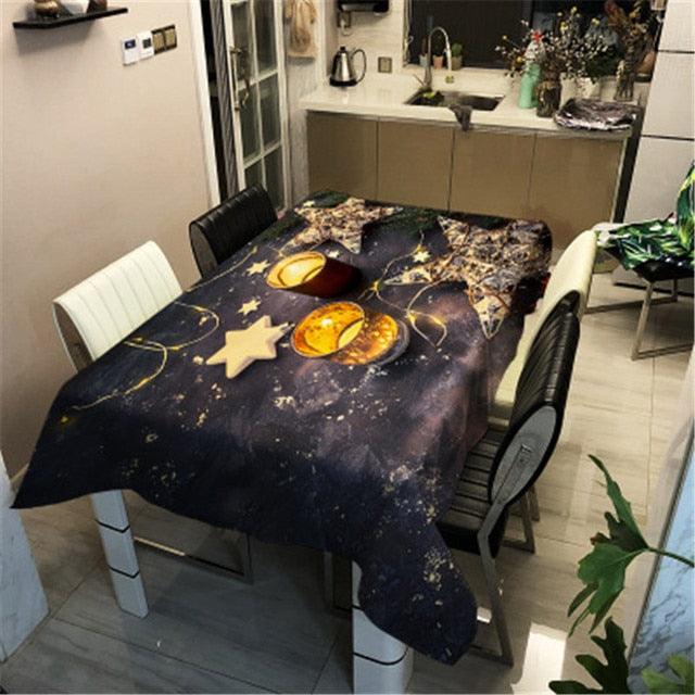 Christmas Printed Decorative Linen Tablecloth Oilproof Thick