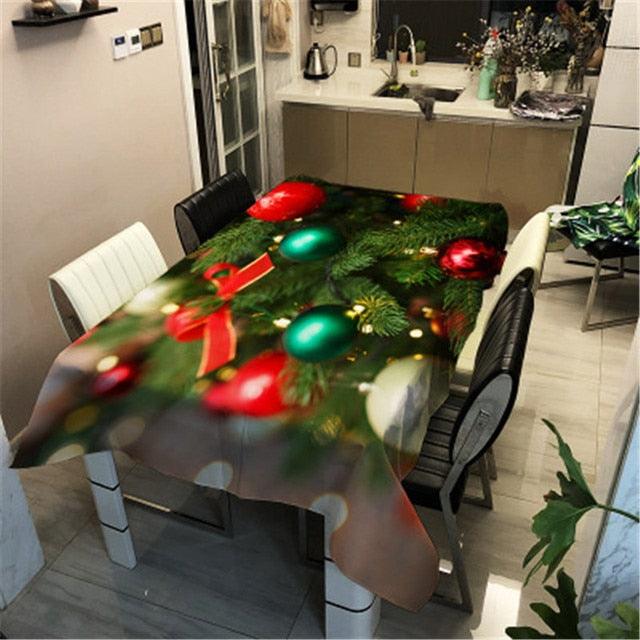 Christmas Printed Decorative Linen Tablecloth Oilproof Thick