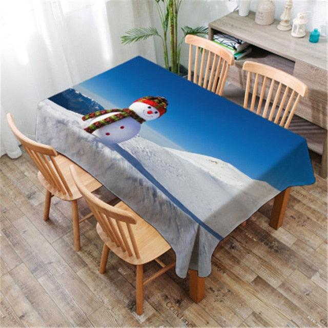 Christmas Printed Decorative Linen Tablecloth Oilproof Thick