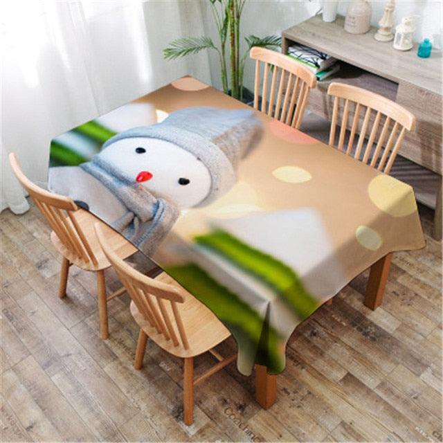 Christmas Printed Decorative Linen Tablecloth Oilproof Thick