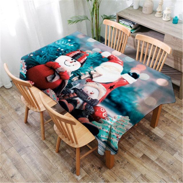 Christmas Printed Decorative Linen Tablecloth Oilproof Thick