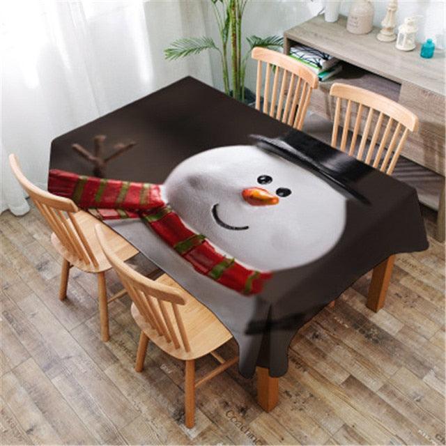 Christmas Printed Decorative Linen Tablecloth Oilproof Thick