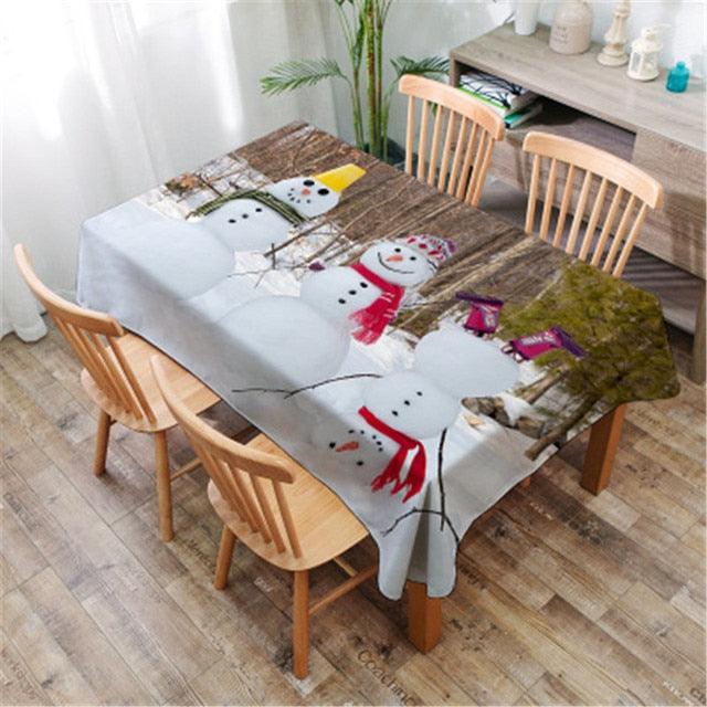 Christmas Printed Decorative Linen Tablecloth Oilproof Thick