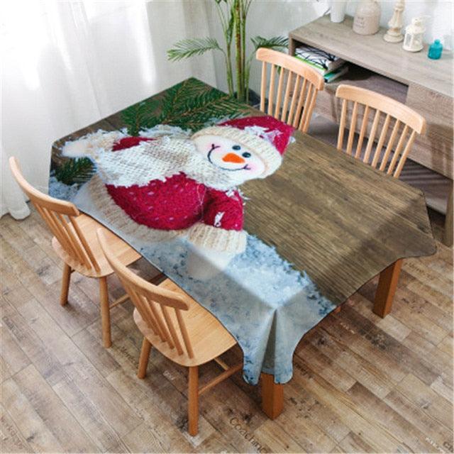 Christmas Printed Decorative Linen Tablecloth Oilproof Thick