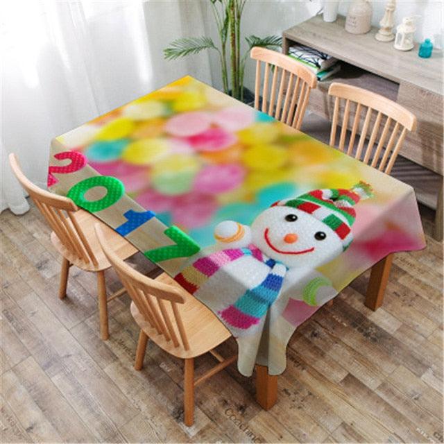 Christmas Printed Decorative Linen Tablecloth Oilproof Thick