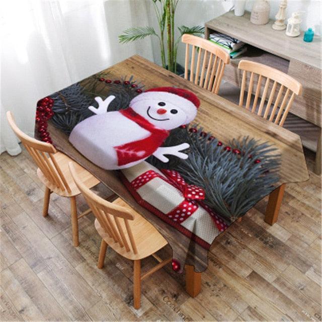 Christmas Printed Decorative Linen Tablecloth Oilproof Thick