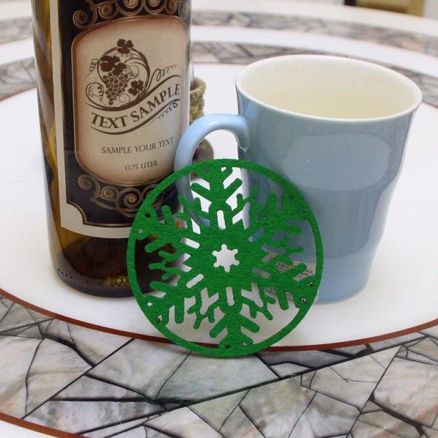 10pcs Noel Round Snowflake Cup Mat Pads - Christmas Trees USA