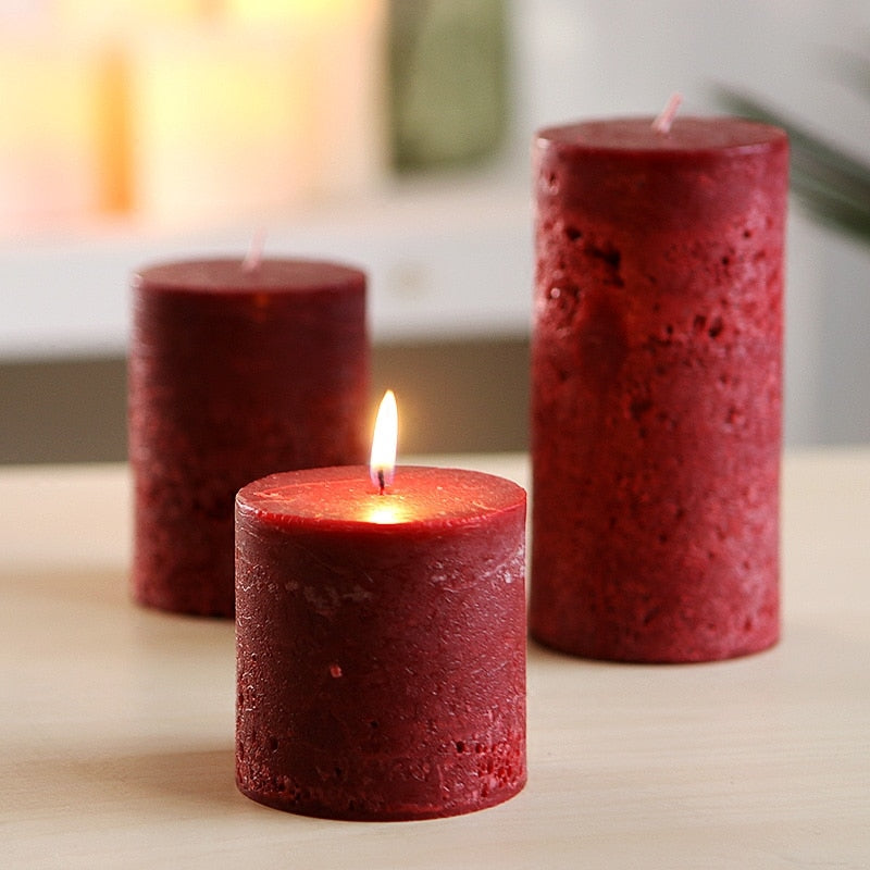Red Paraffin Washed Candle For Holiday