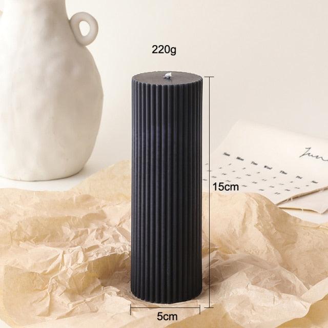 Vertical Striped Green Pillar Candles Dinner