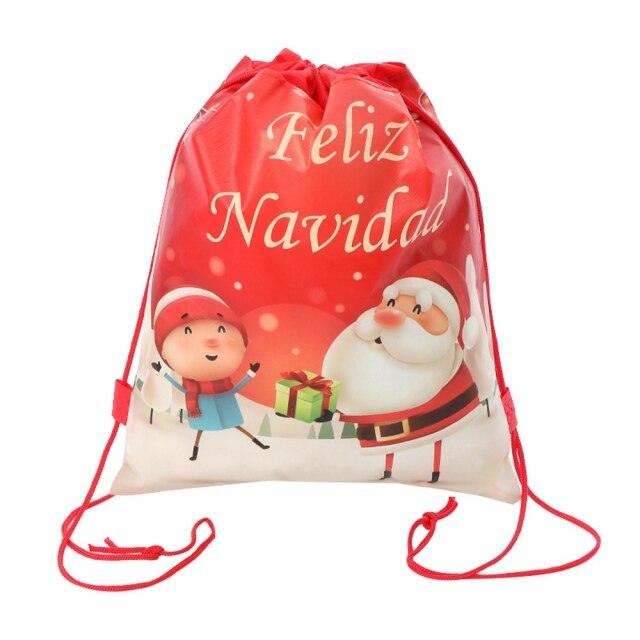 Santa Claus Drawstring Bags Kids Favors Travel Pouch