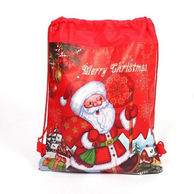 Santa Claus Drawstring Bags Kids Favors Travel Pouch