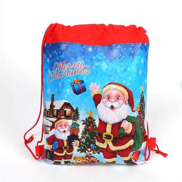 Santa Claus Drawstring Bags Kids Favors Travel Pouch