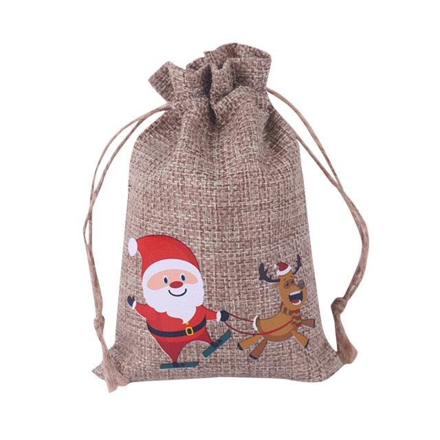 Jute Bags Christmas Gift Drawstring Pouch Cotton